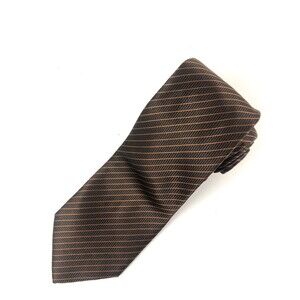 La Corona Roma 100% Silk Tie Brown Oran Stripe Diagonal Lavorazione a Mano Italy